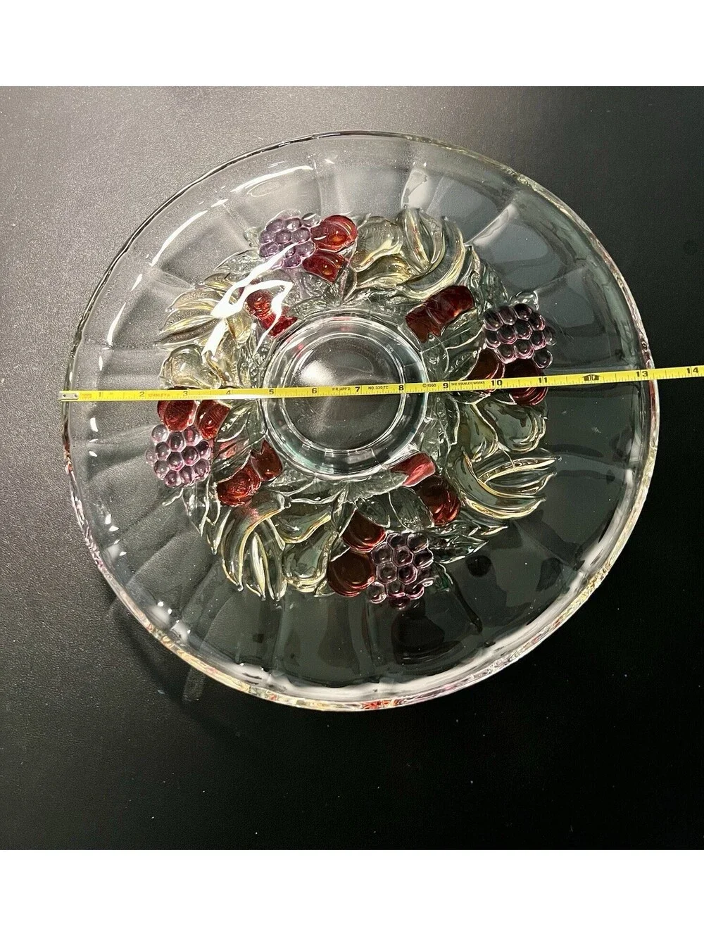 Indiana Glass 1960s Garland Della Robbia Fruit Wreath Clear Cake Platter, 13”